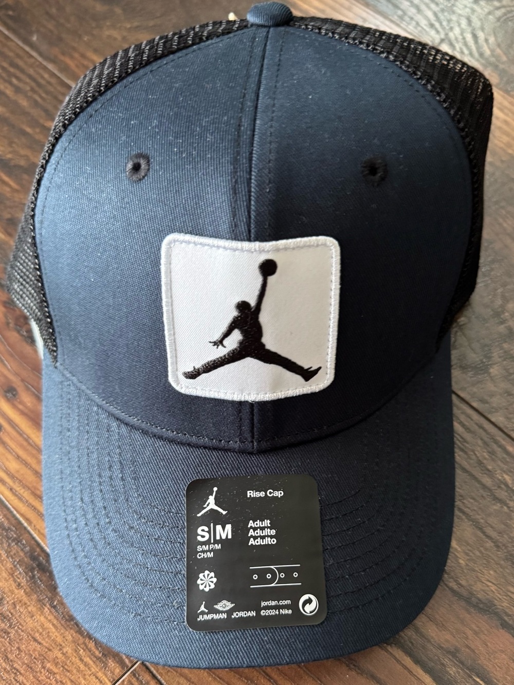 Jordan Hat Rise Cap Snapback S/M Navy Blue Nike Structured Trucker Adult Unisex